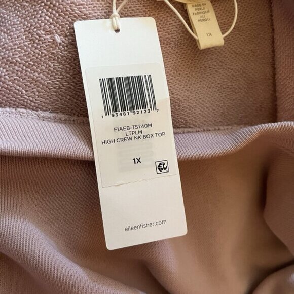 NWT EILEEN FISHER Organic Cotton High Crew Neck Box in Pink Women Size 1X - Picture 4 of 5